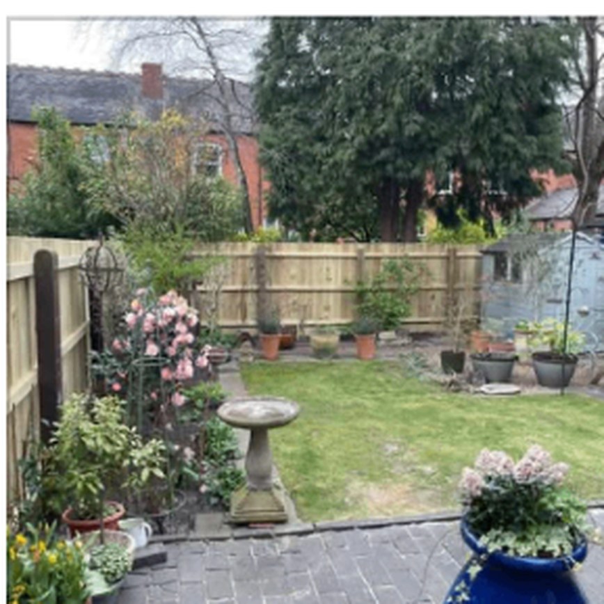 Timber pergola and fencing built in a landscaped garden