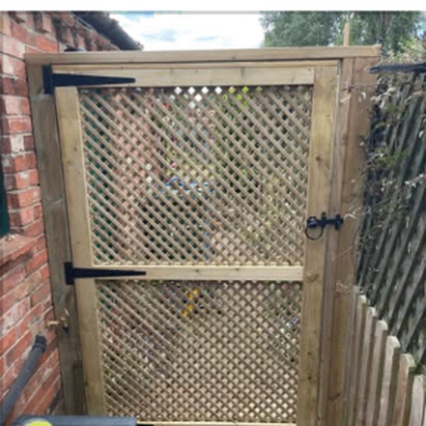 Timber framed lattice garden gate